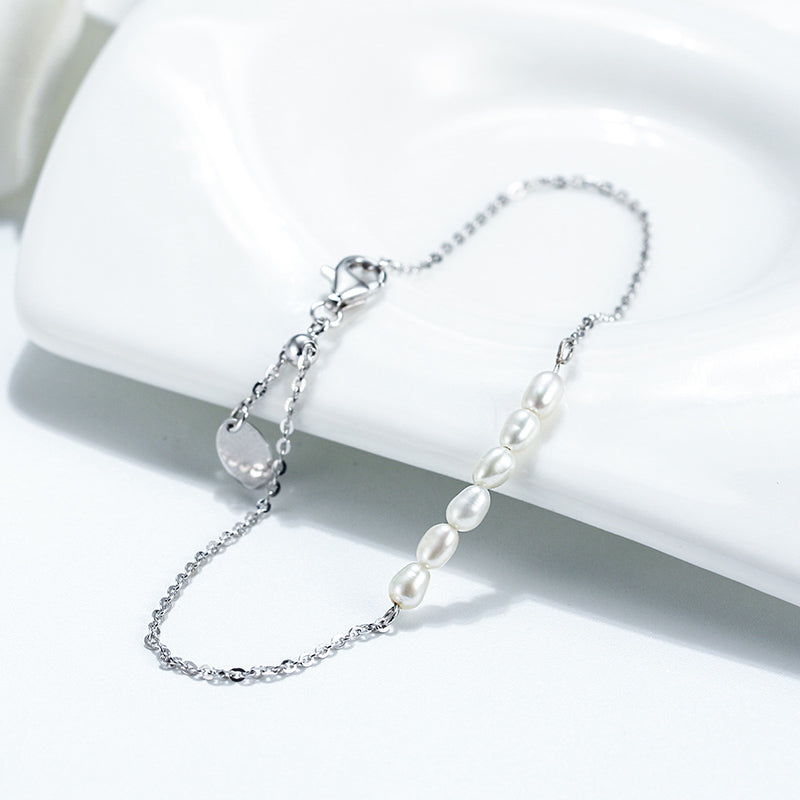 cute and simple pearl bracelet, sterling silver pearl bracelet for ladies, elegant design