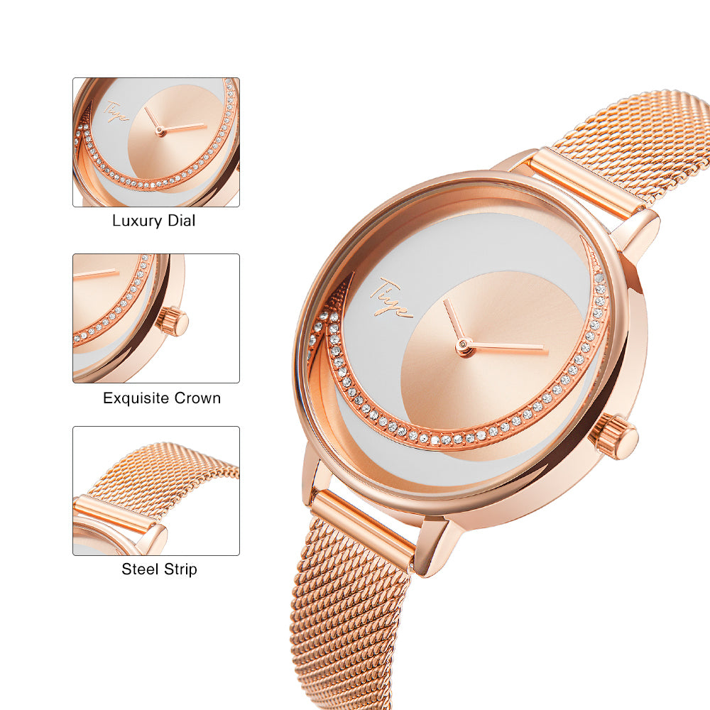 Women's Wristwatch: Elegant watches in rose gold finish