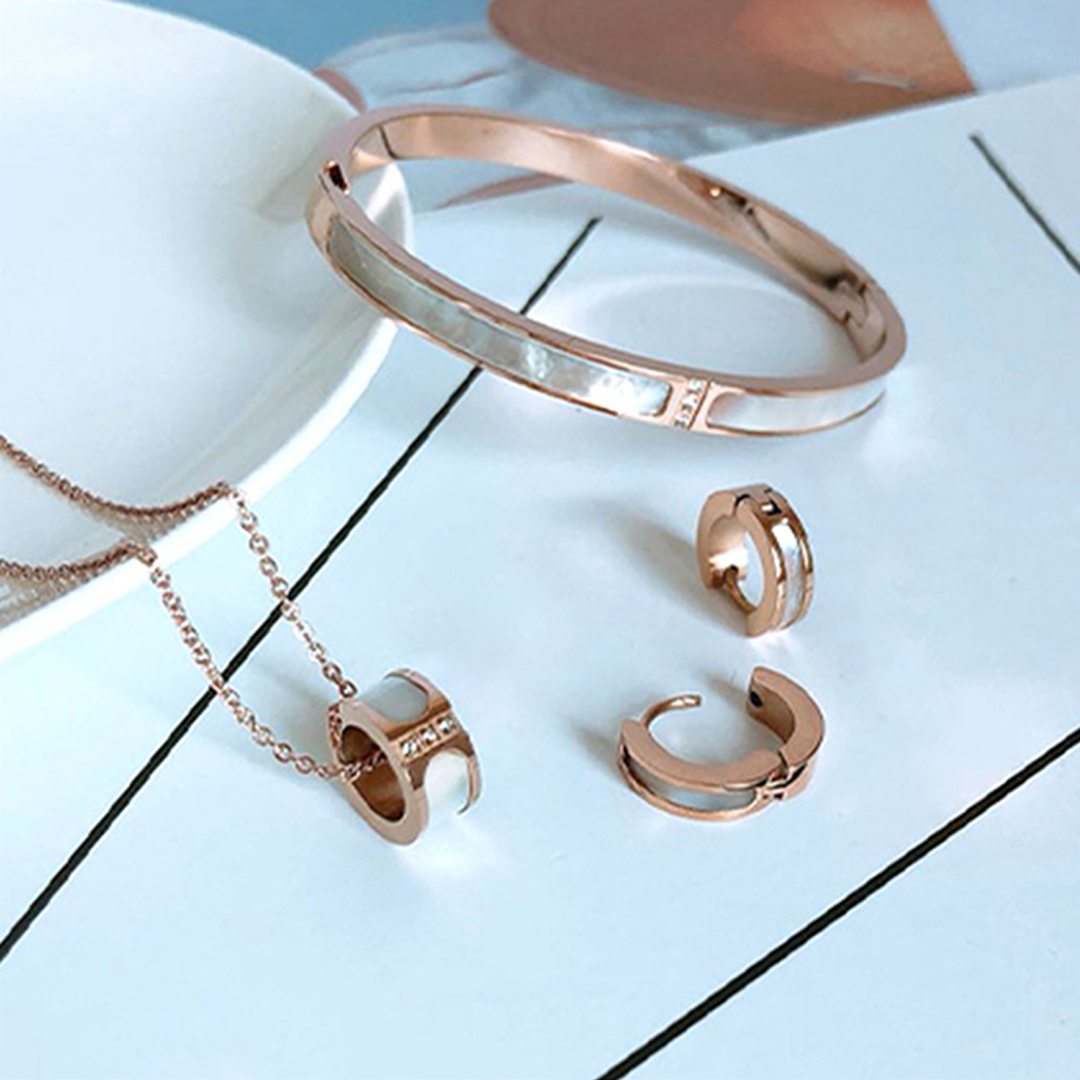 Affordable Stainless Steel Rose Gold Watch Set Tiye Jewelry