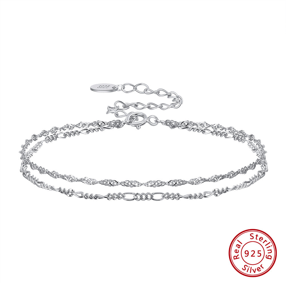 ELEGANCE Rhodium Plated Chain Bracelet, thin silver chain bracelet
