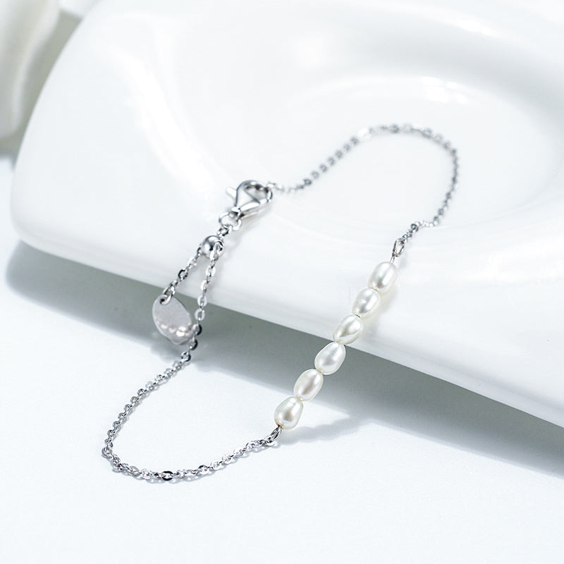 cute and simple pearl bracelet, sterling silver pearl bracelet for ladies, elegant design 