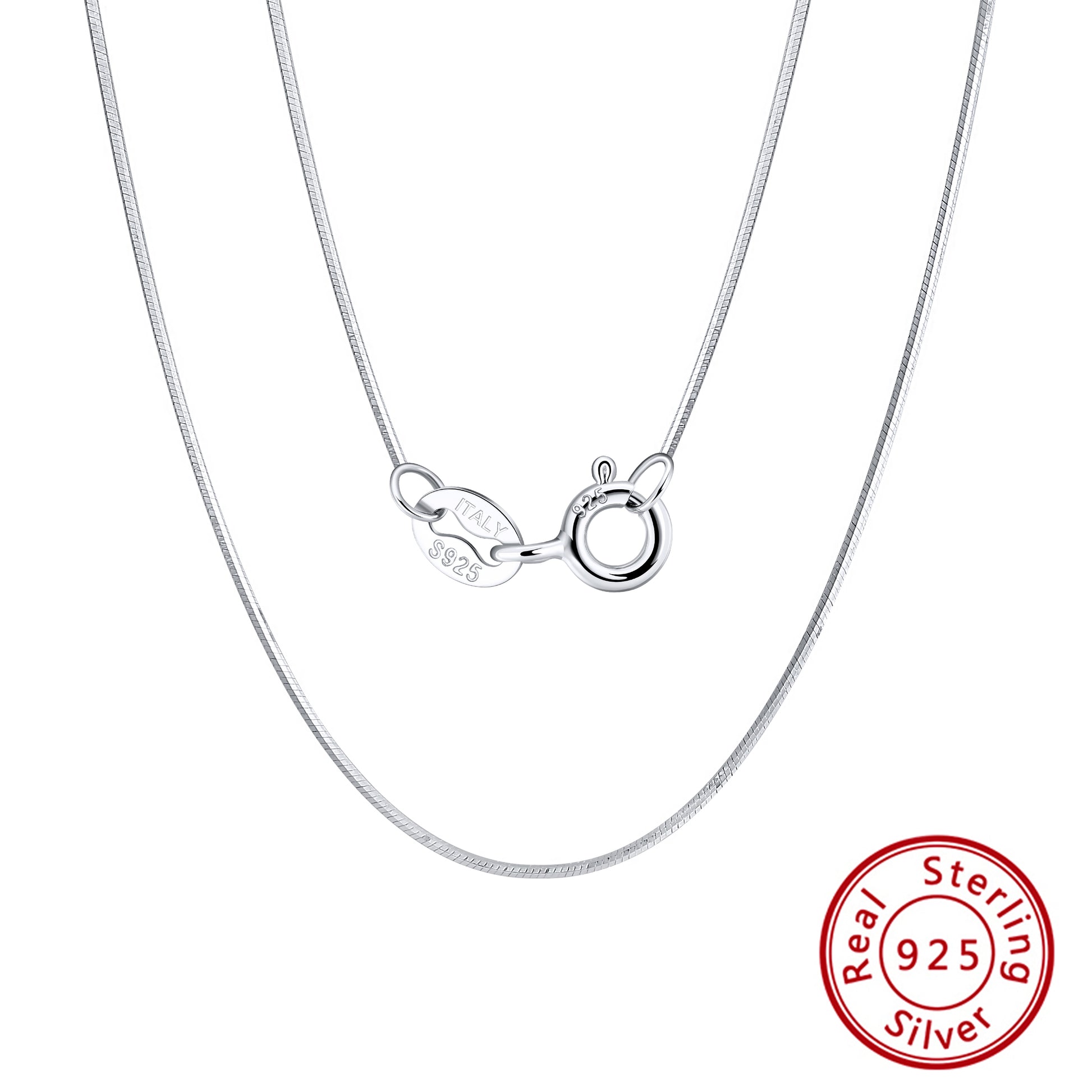 womens plain silver necklace chain, affordable rhodium plated silver chain necklace