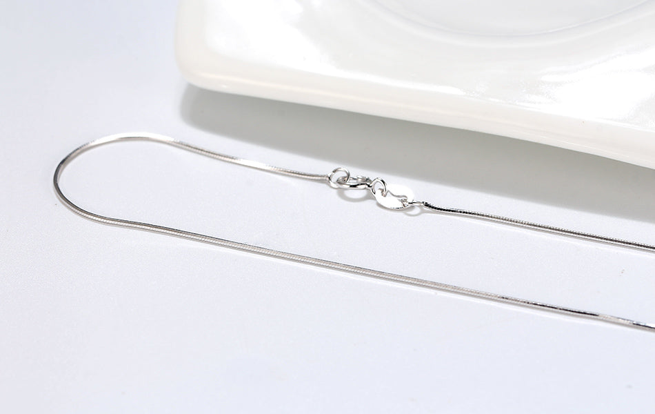 rhodium plated simple plain silver chain necklace