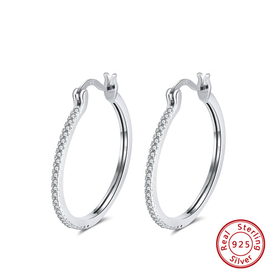 sterling silver crystal earrings, plain silver earrings for women