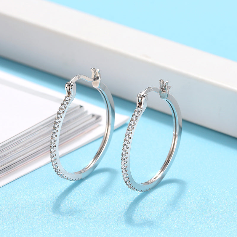 sterling silver crystal earrings, affordable plain silver earrings for women