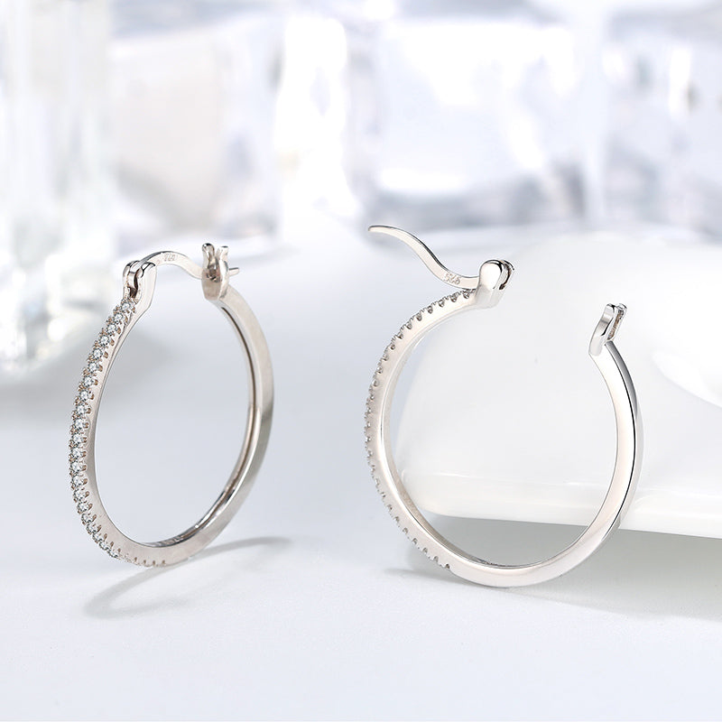 Diamond sterling silver crystal earrings, plain silver earrings for women