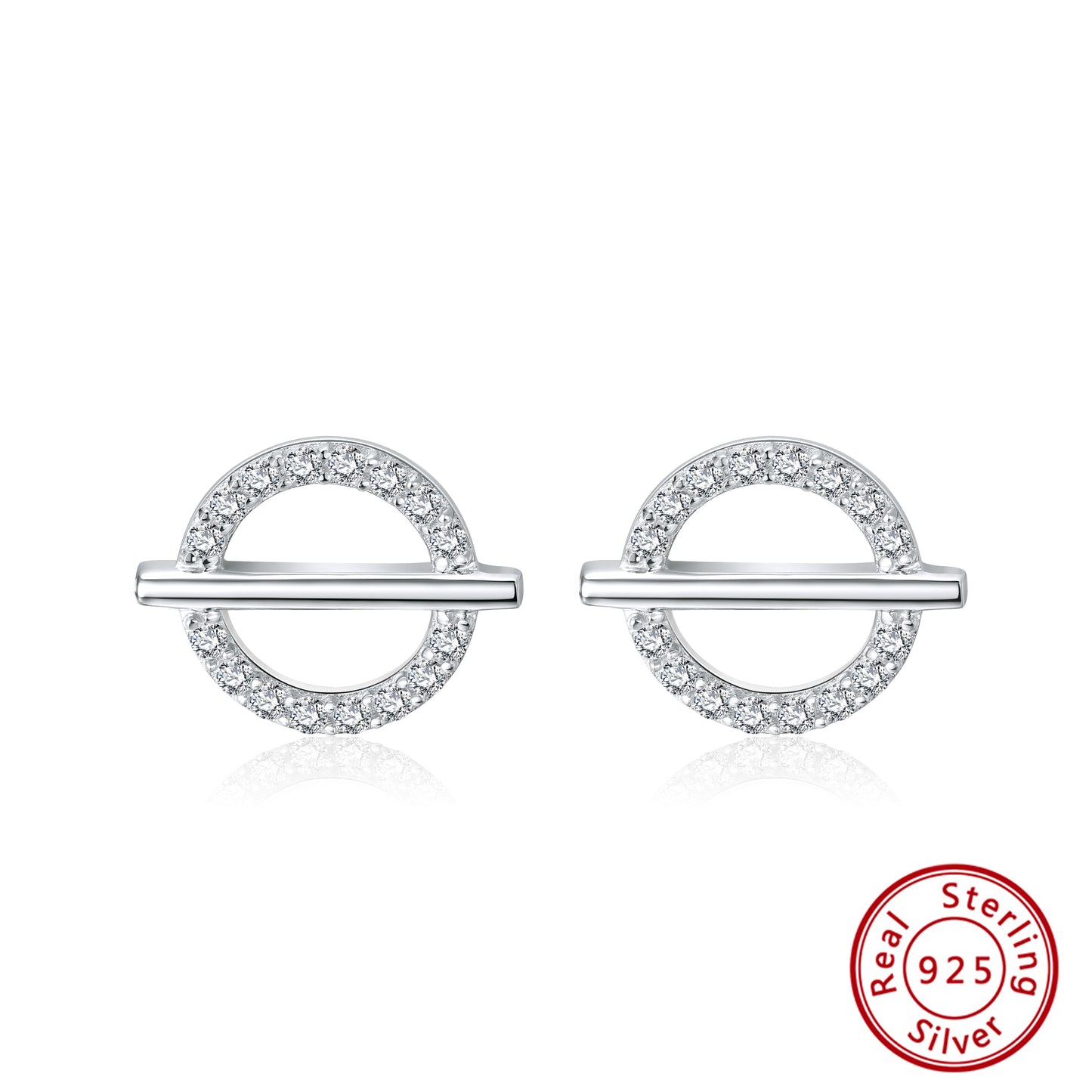 Rhodium Plated Cut Circle Earrings, affordable rhodium plated silver earrings